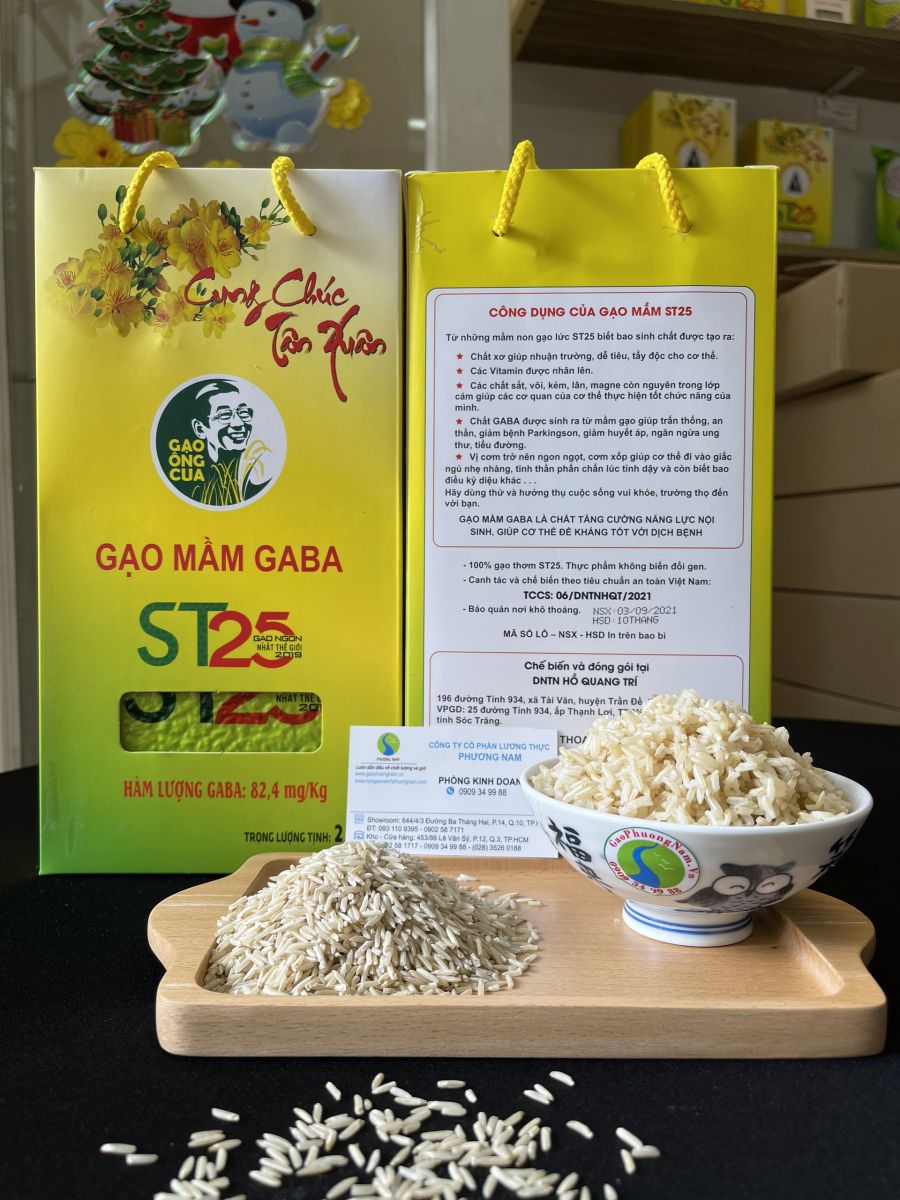 Giá gạo lứt mầm GABA ST25 chính hãng ông Cua - gaophuongnam.vn